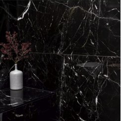Sky Black Marble Effect Polished Porcelain 60cm x 120cm Wall & Floor Tile