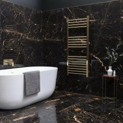 Sky Golden Black Marble Effect Polished Porcelain 60cm x 60cm Wall & Floor Tile