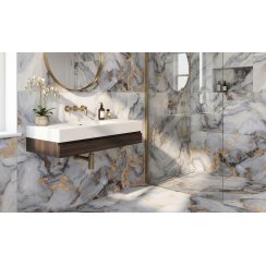 Sky White Marble Effect Polished Porcelain 60cm x 120cm Wall and Floor Tile