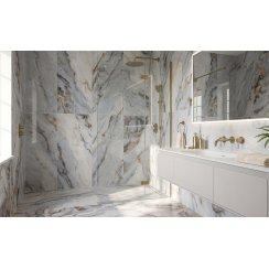 Sky White Marble Effect Polished Porcelain 60cm x 120cm Wall and Floor Tile