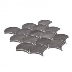 Smokey Grey Gloss 27.3cm x 25.9cm Fan Mosaic Tile