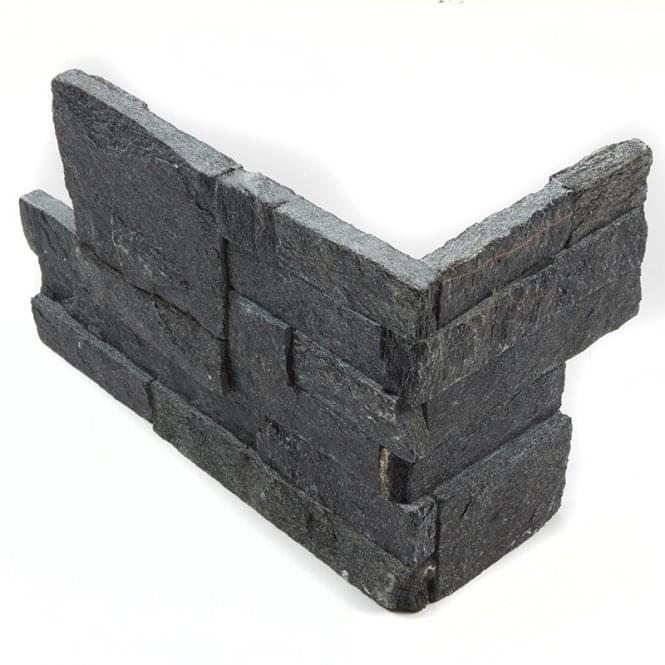 Splitface Black Quartzite 18cm x 35cm Corner Tile