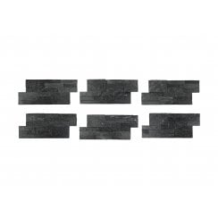 Splitface Black Quartzite 18cm x 35cm Wall Tile