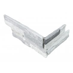 Splitface White Grey 10cm x 36cm Corner Tile