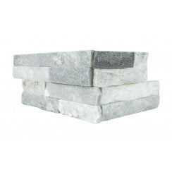 Splitface White Grey 10cm x 36cm Corner Tile