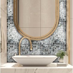 Square Mother Of Pearl Black 8mm (2cm x 2cm) 30.5cm x 30.5cm Mosaic Tile