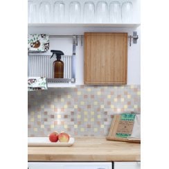 Steel Mix 30cm x 30cm Peel & Stick Mosaic Tile