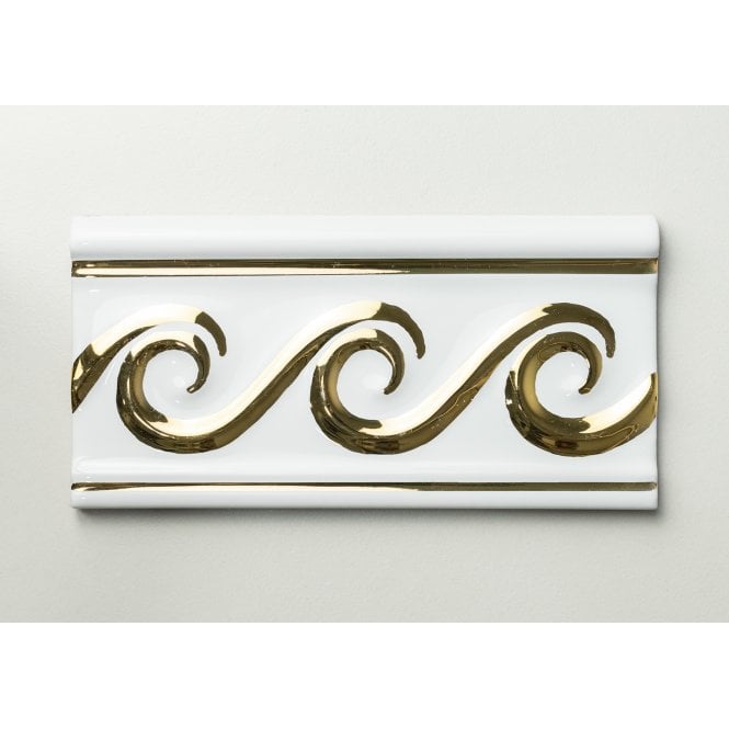 Swirl Gold white 7.5cm x 15cm Border Tile