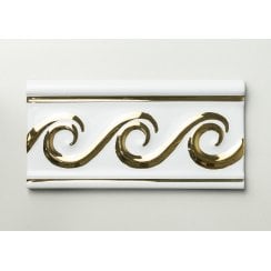 Swirl Gold white 7.5cm x 15cm Border Tile