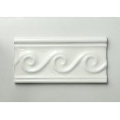 Swirl White 7.5cm x 15cm Border Tile