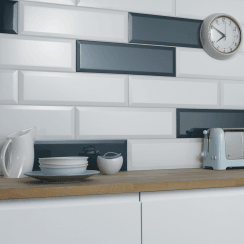 Sykes Blue Bevel Gloss Metro V&A 14.8cm x 49.8cm Wall Tile
