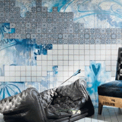 Tangier Blue Decor 33cm x 33cm Wall & Floor Tile