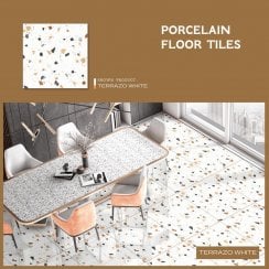 Terrazzo Pearl Porcelain Tile 60cm x 60cm Wall & Floor Tile
