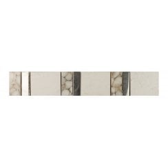 Torrestream Konbo White Glass & Pebble Stone 5cm X 31.5cm Border Tile