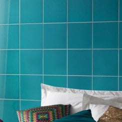 V&A Plain Turquoise  19.8cm x 19.8cm Gloss Tile
