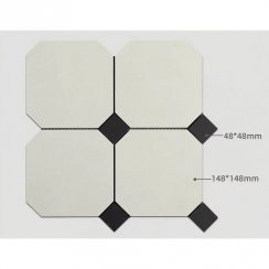 Victorian Newbury White Tile Large Octagon (14.8cm x 14.8cm) 30cm x 30cm Mosaic Tile