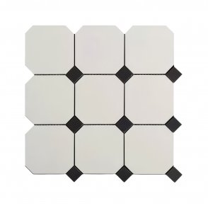 Victorian Newbury White Tile Small Octagon (9.7cm x 9.7cm) 30cm x 30cm Mosaic Tile