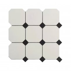 Victorian Newbury White Tile Small Octagon (9.7cm x 9.7cm) 30cm x 30cm Mosaic Tile