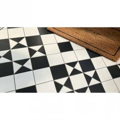 Victorian Osterley Black/White Tile 30cm x 60cm Mosaic Tile Set