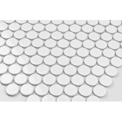 Victorian Penny XL Gloss White 33cm x 31.2cm (2.8cm x 2.8cm) Mosaic Tile