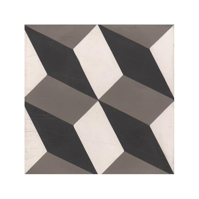 Vintage Contempo Black 20cm x 20cm Wall & Floor Tile