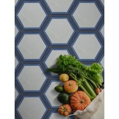 Vintage Hexagon Blue 20cm x 20cm Wall & Floor Tile