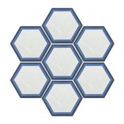 Vintage Hexagon Blue 20cm x 20cm Wall & Floor Tile