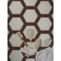 Vintage Hexagon Red 20cm x 20cm Wall & Floor Tile