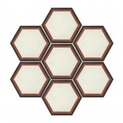 Vintage Hexagon Red 20cm x 20cm Wall & Floor Tile