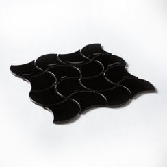 Wave Black Gloss 28.5cm x 30cm Wall Tile