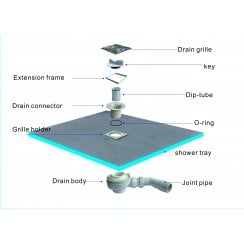 Wet Room Shower Tray Kit 1000mm x 1000mm Off Set Drain 20mm