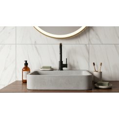 Whisper White Marble Effect Rectified Gloss Porcelain 30cm x 60cm Wall and Floor Tile