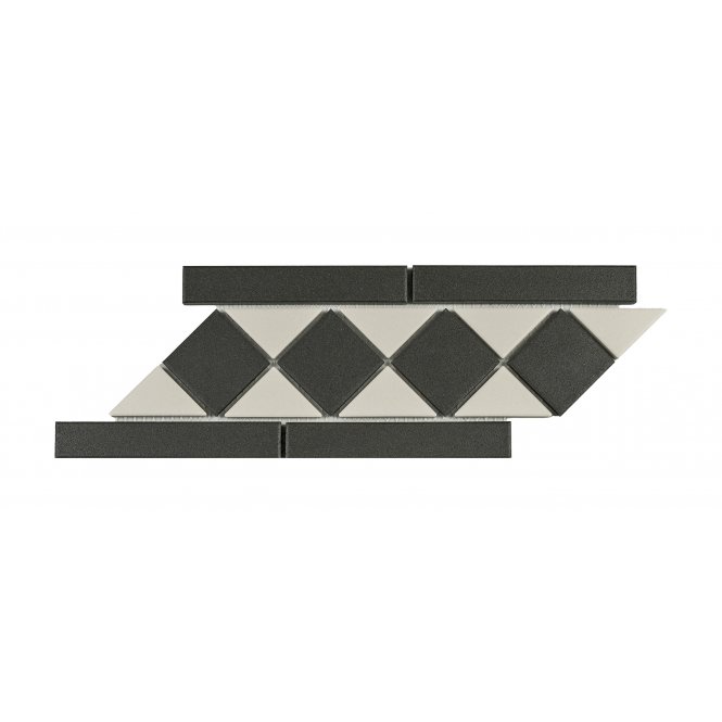 Winston Snow and Midnight Chequer 27.2cm x 11.7cm Border Tile 