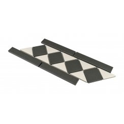 Winston Snow and Midnight Chequer 27.2cm x 11.7cm Border Tile 