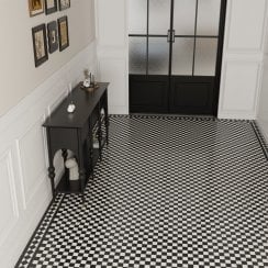 Winston Snow and Midnight Chequer 30.6cm x 30.6cm (4.8cm x 4.8cm) Mosaic Tile