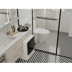 Winston Snow and Midnight Chequer 30.6cm x 30.6cm (4.8cm x 4.8cm) Mosaic Tile