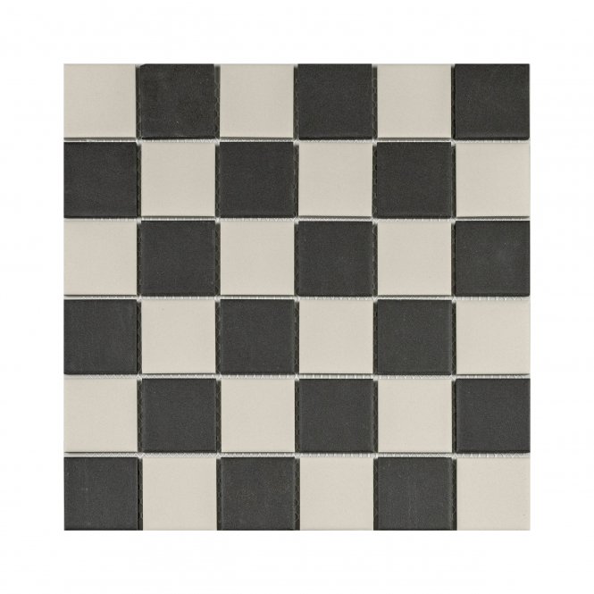 Winston Snow and Midnight Chequer 30.6cm x 30.6cm (4.8cm x 4.8cm) Mosaic Tile